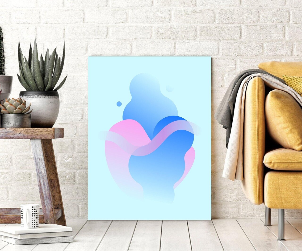 Abstract Artwork Light Blue Wall Art Wall Decor H Framed Canvas Artwork